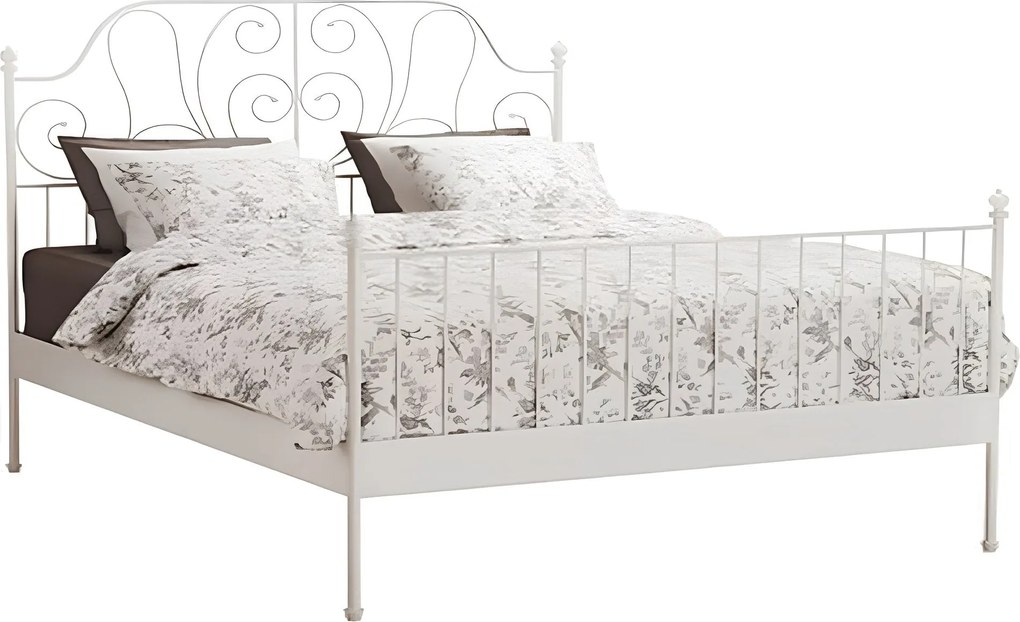 Fém ágy lécezett ráccsal, fém fehér, 160x200, BEHEMOTH