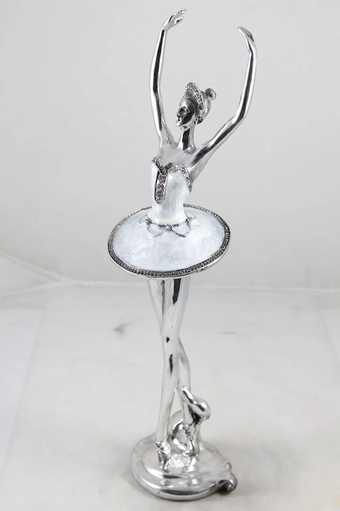 Figura Balerina Műanyag Ezüst, Gyöngyház 37x9x9cm