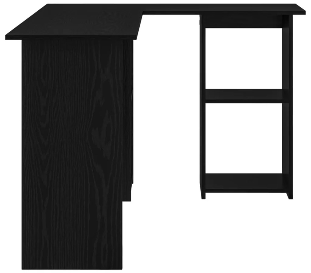 Asztal polcokkal Musta tammi 142 x 102 x 73 cm Faanyag