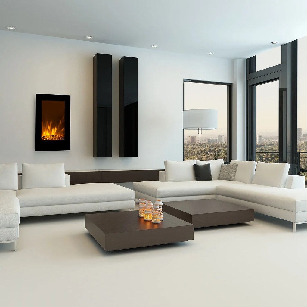 Klarstein Lausanne Vertical, elektromos kandalló, 2000 W, heti időzítő, fekete