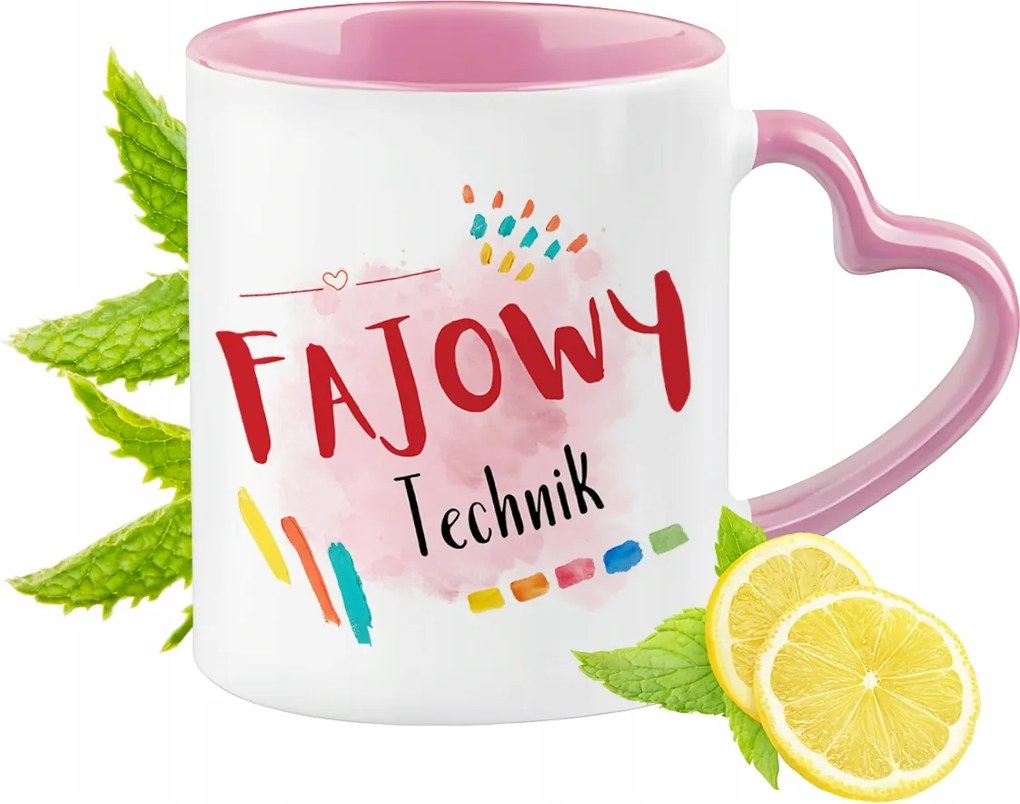 Bögre Technika Rózsaszín Szív Alakú Füllel Kávé Ajándék