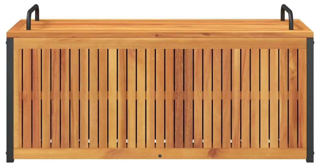 tömör akácfa és acél kültéri párnatartó láda 110x45x42/53 cm