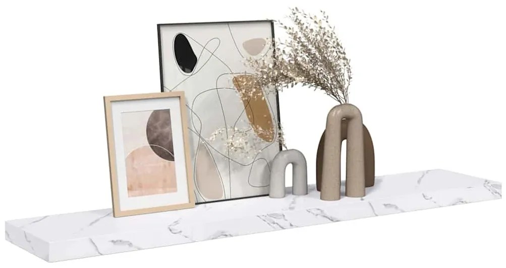 vidaXL Falpolc tárolóval Fehér márvány 120 x 23,5 x 4 cm Faanyag
