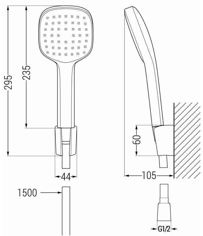Mexen tartozékok - 1 pontos kézizuhany készlet R-33, króm-fehér, 785335052-02