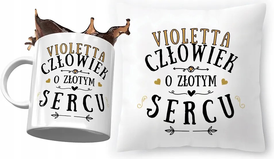 Violetta párna bögre ajándék szett fényképes nyomtatással