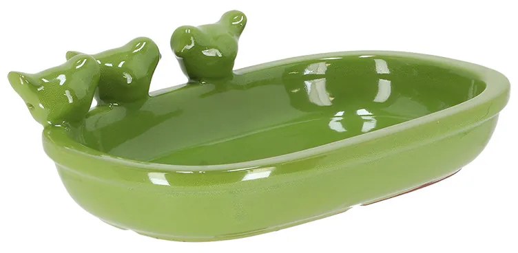 Kerámia madáritató és etető tál, 29 cm, zöld