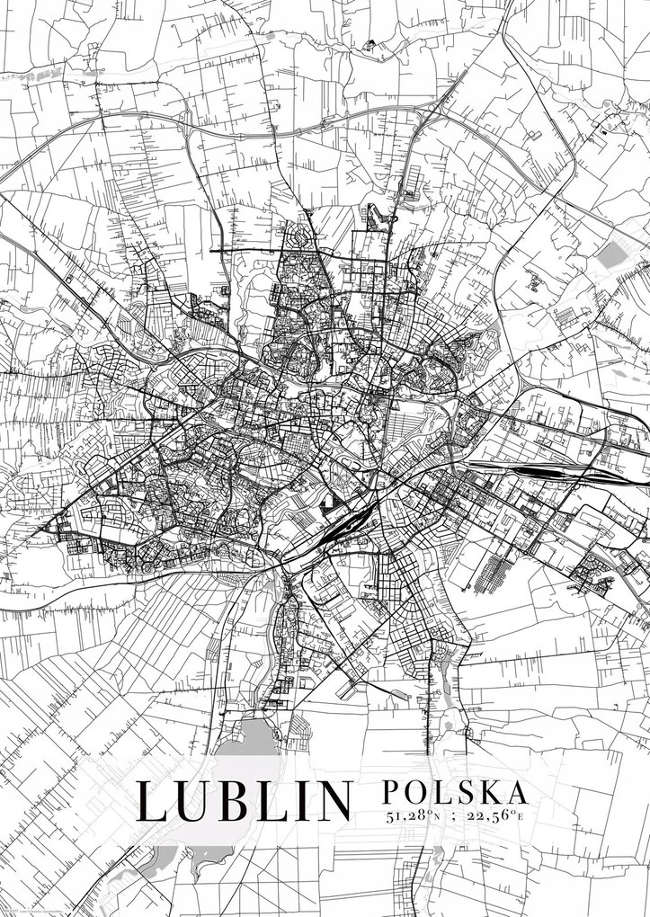 Lublin Várostérkép poszter A3 29,7x42 cm