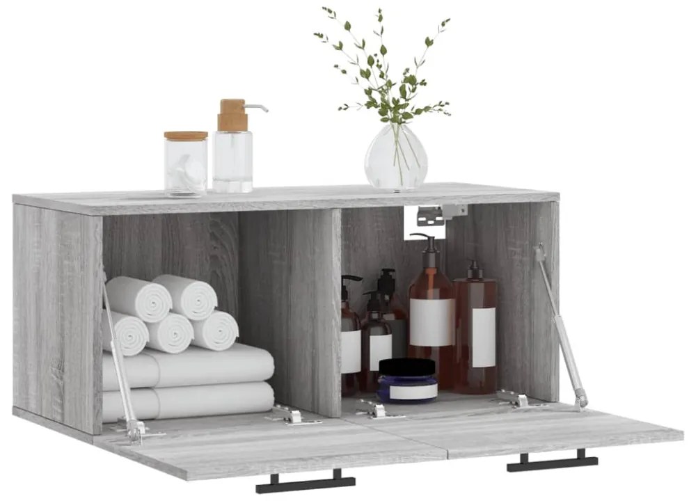 vidaXL szürke sonoma színű szerelt fa faliszekrény 80 x 36,5 x 35 cm