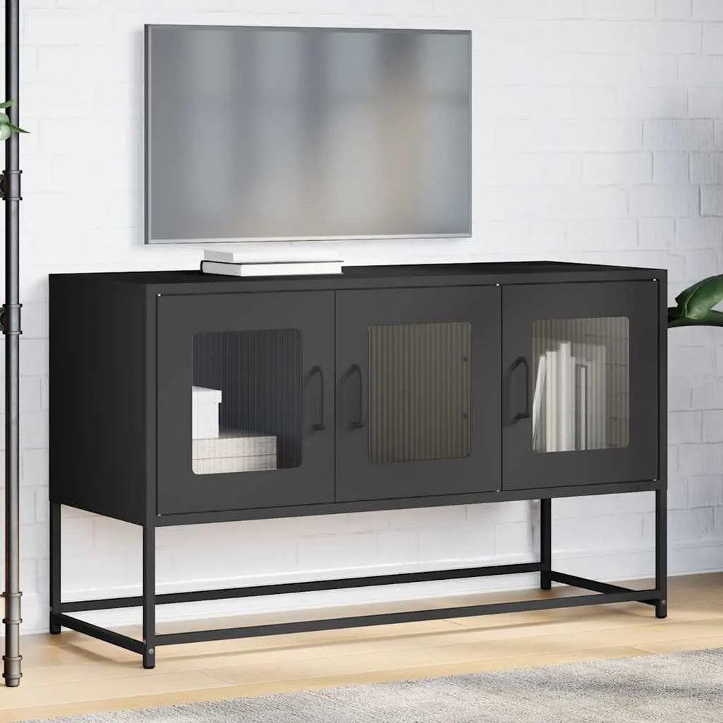 fekete hidegen hengerelt acél TV-szekrény 100,5x39x60,5 cm