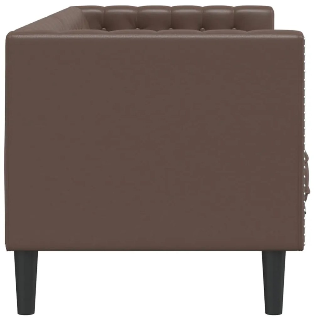 vidaXL 3 személyes barna műbőr Chesterfield kanapé