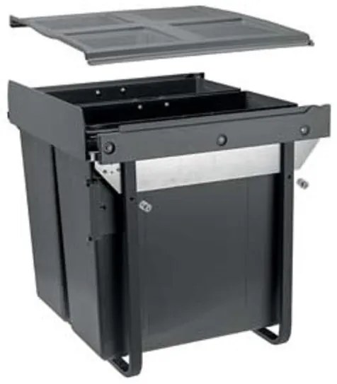 Hulladékgyűjtő GTV Practi Eco 600, szelektív, frontkihúzású, lágy záródás, 2*34 L edénnyel, fedéllel