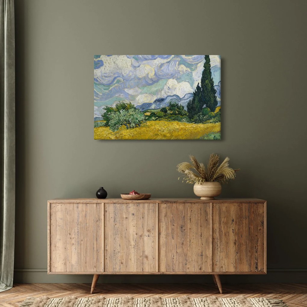Kép - Vincent van Gogh, Wheat Field with Cypresses, reprodukciók (90x60 cm)