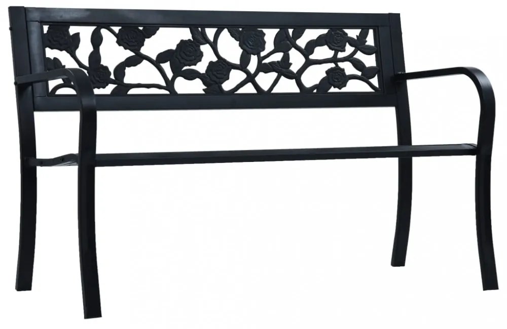 Fekete acél kerti pad 125 cm