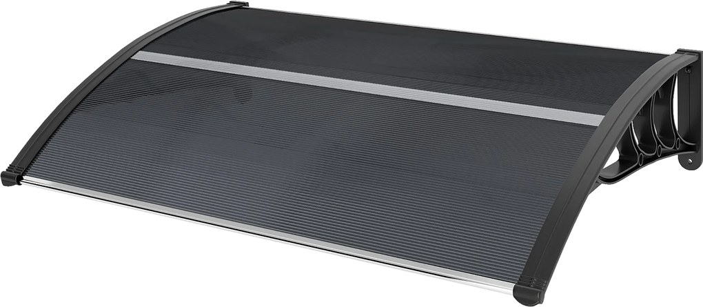 Outsunny Íves Napernyő Elülső Ajtóra 100 x 75 cm Aluminium és Polikarbonát Anyagból, UV Védelemmel, Balkoni Nap- és Esővédelem, Fekete | Aosom