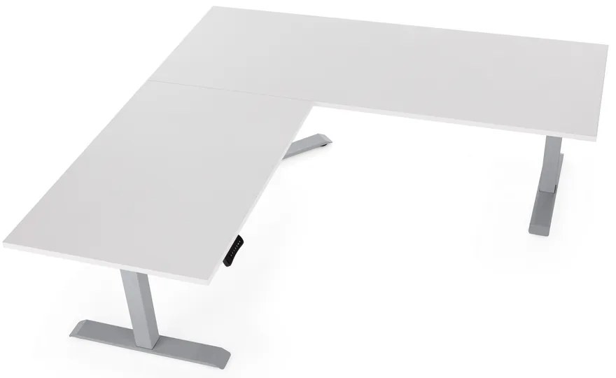 OfficeTech Angle állítható magasságú asztal, 180 + 120 cm, szürke alap, világosszürke