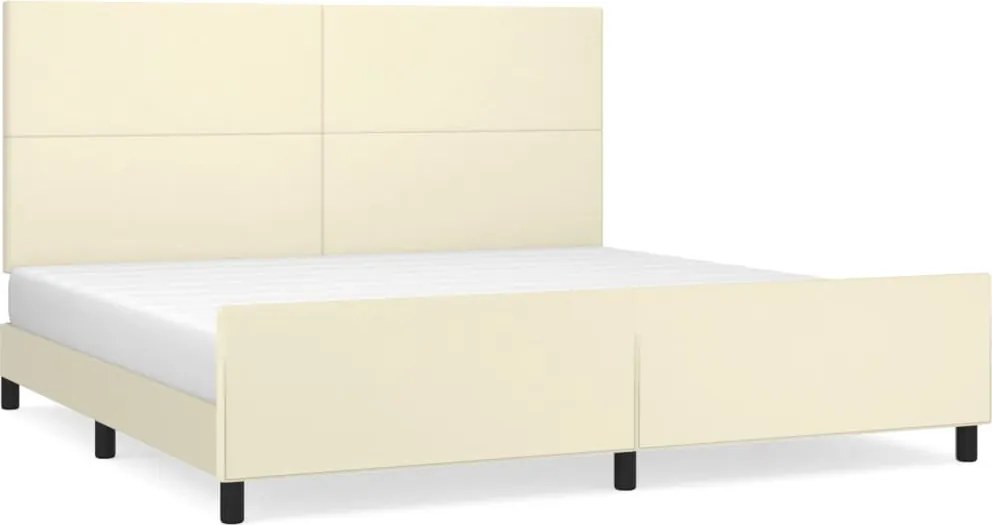 vidaXL krémszínű műbőr ágykeret fejtámlával 200 x 200 cm