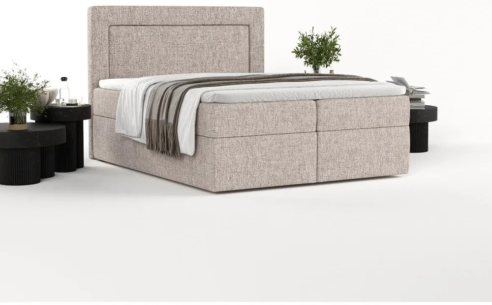 Világosbarna ágyneműtartós boxspring ágy 140x200 cm Imagine – Maison de Rêve