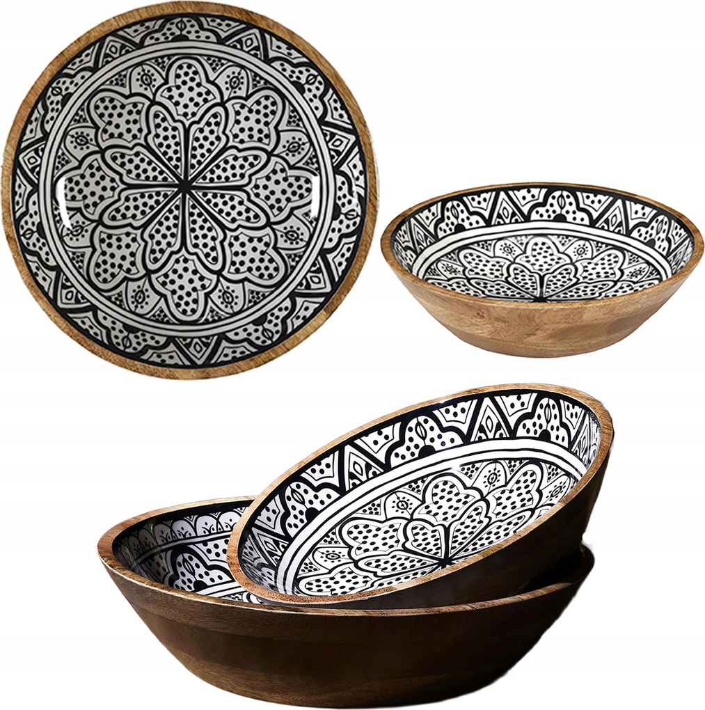 Nagy fa Saláta tálaló Marrakesh Acacia 28 cm Tál Bézs