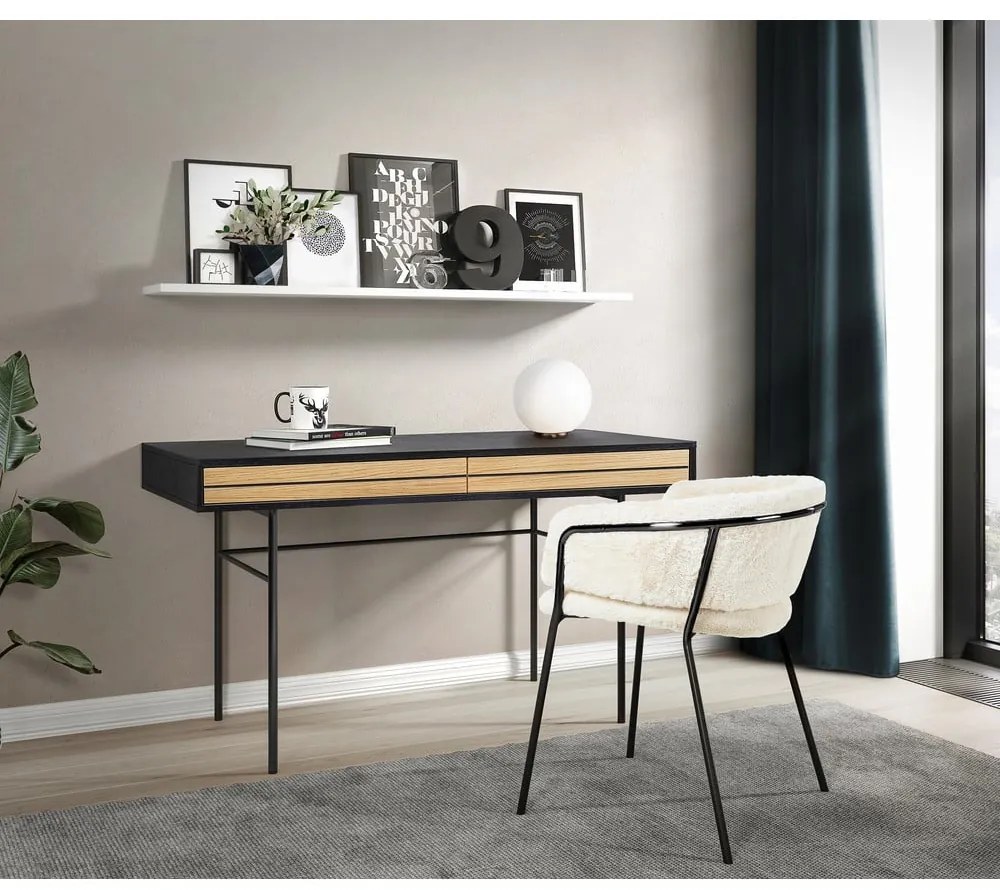 Stripe fekete íróasztal, 130 x 60 cm - Woodman