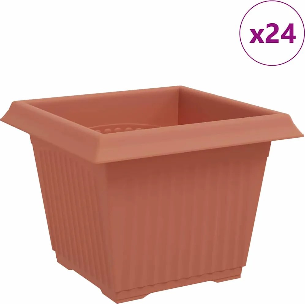 vidaXL Négyzet Virágcserép 24 pcs Tégla Vörös 23 x 23 x 17,5 cm