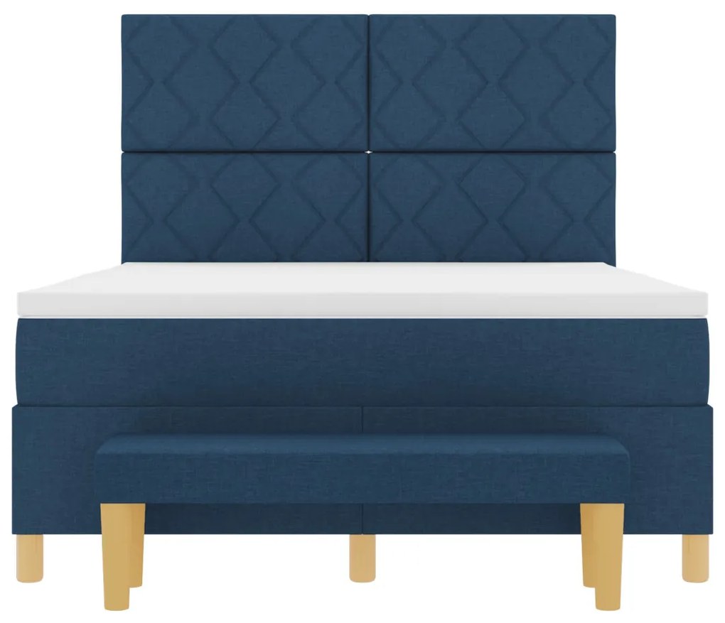 Boxspring ágy matraccal és paddal Kék 140x200 cm Szövet