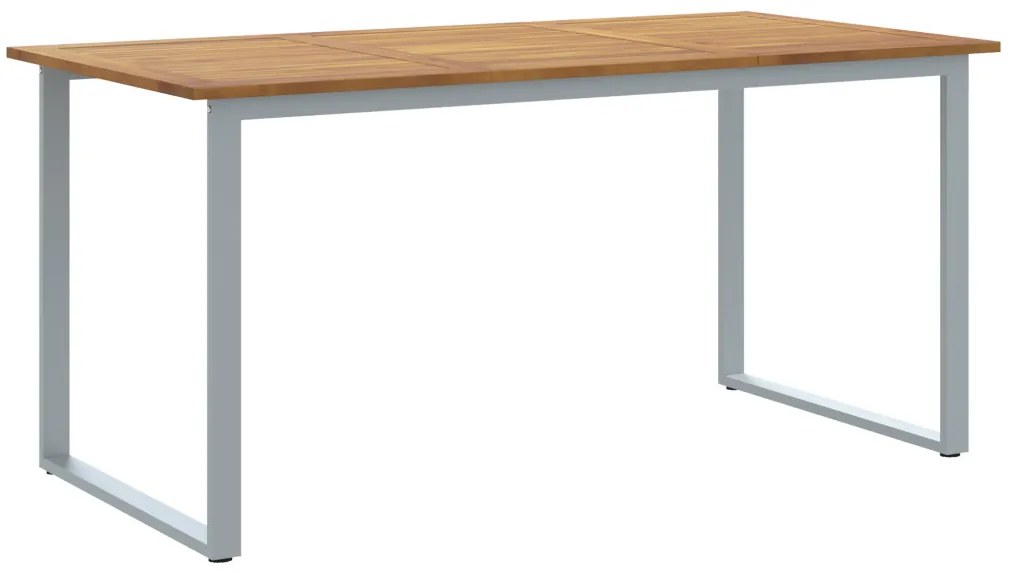 Kültéri Étkezőasztal Szürke 160x80x75 cm Acél és Szilárd Akácfa