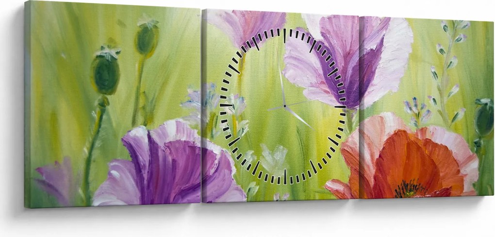 Kép - Pipacsok (órával) (90x30 cm)