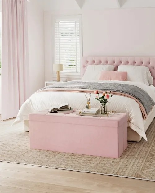Taburette tárolóhellyel OTTOMAN 110x38 cm, rózsaszín
