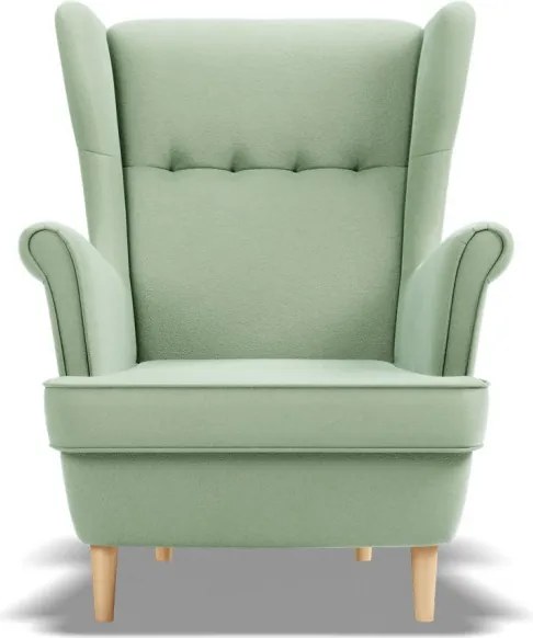 Uszak fotel, bársony, zöld