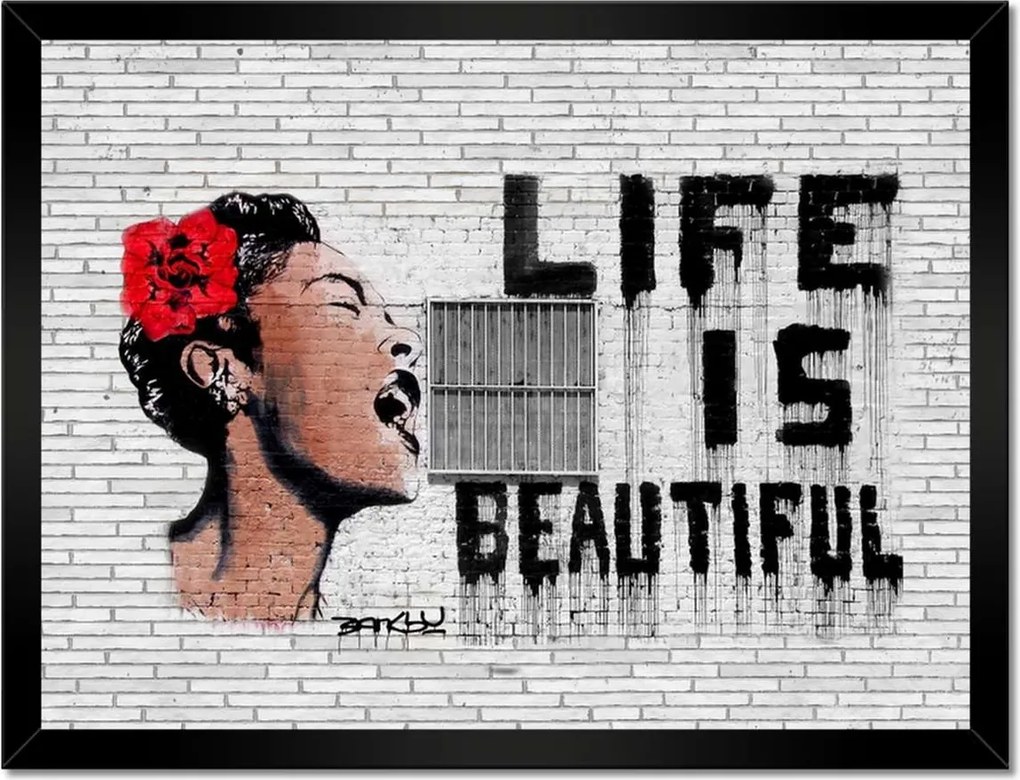Poszterek keretben 40x30 Banksy Life is beautiful