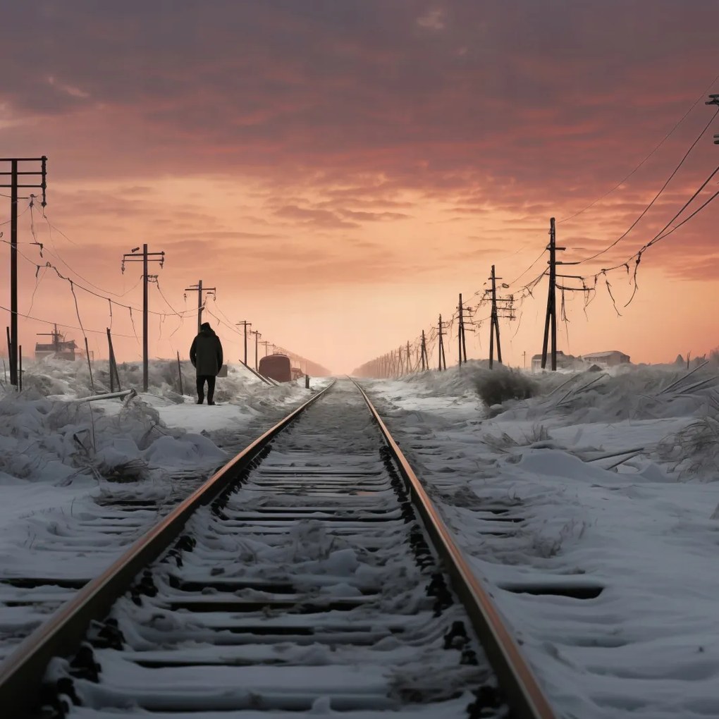 Poszter 50x50cm Téli alkonyat utazója