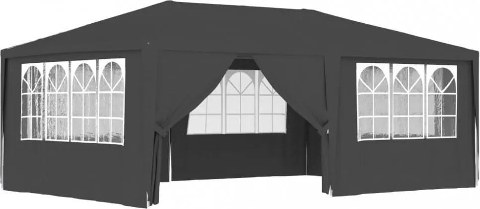antracitszürke rendezvénysátor oldalfalakkal 4 x 6 m 90 g/m²
