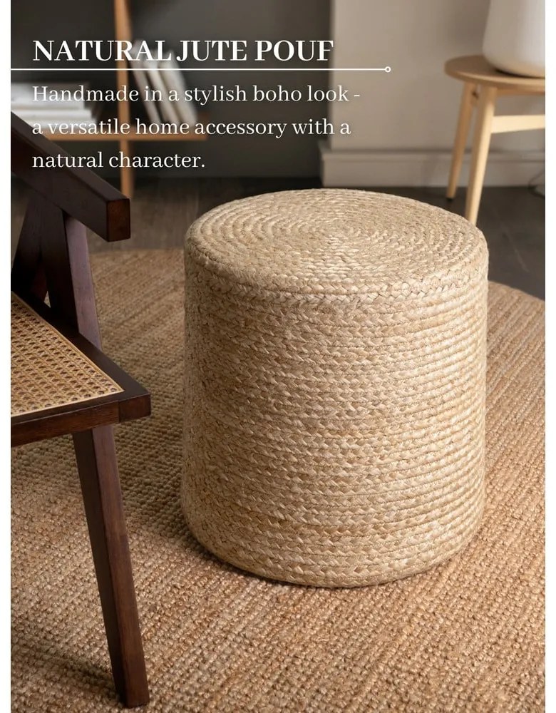 Natúr színű puff Jutta Gold – Hanse Home