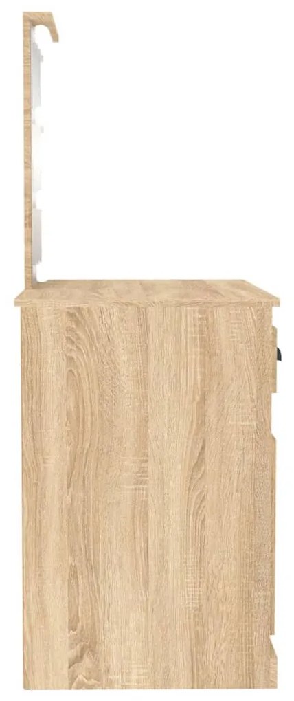 sonoma tölgy színű LED-es fésülködőasztal 90x50x132,5 cm