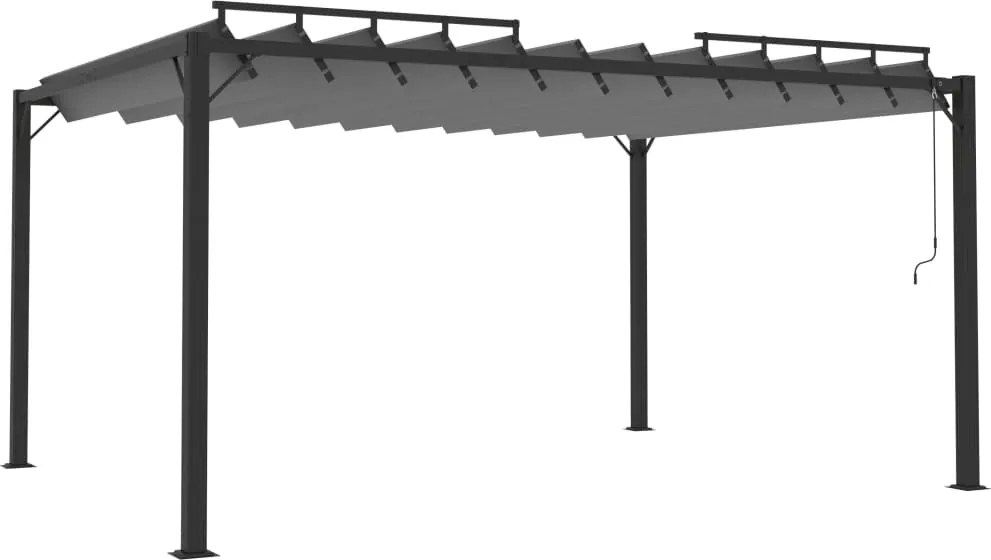 vidaXL szürke szövet és alumínium pavilon lamellás tetővel 3 x 4 m