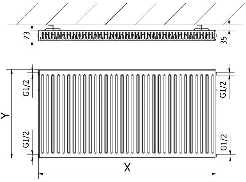 Mexen C21, panelradiátor 600 x 800 mm, oldalcsatlakozás, 1026 W, fehér, W421-060-080-00