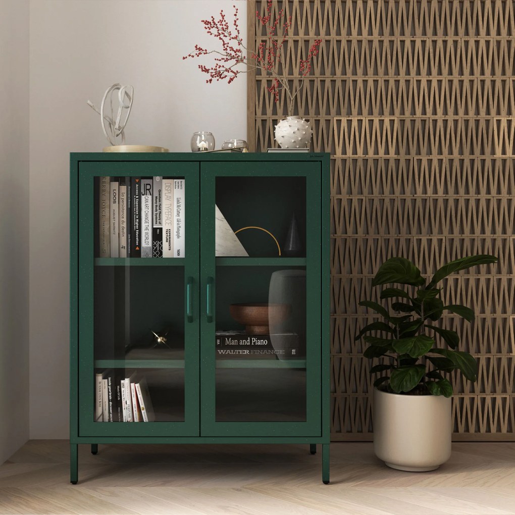 Vitrin GINA, 800 x 1015 x 400 mm, Modern: palack zöld