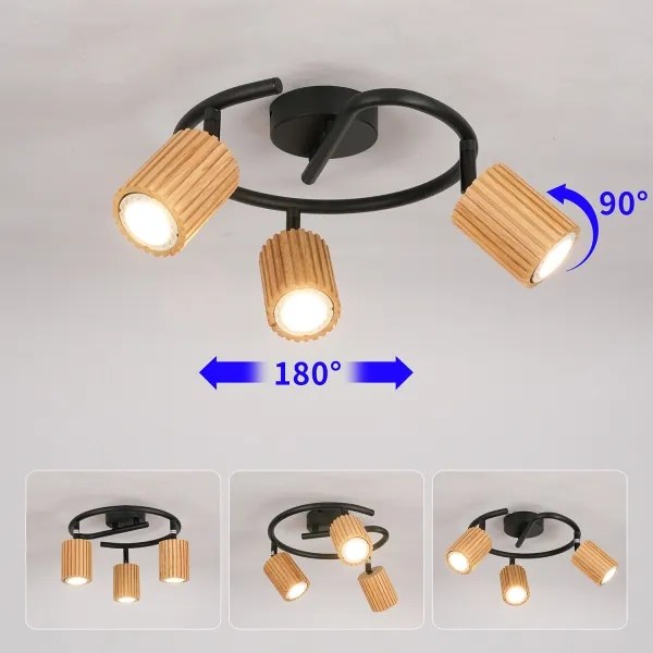 Brilagi - MODERN WOOD spotlámpa 3xGU10/8W/230V fa/fekete