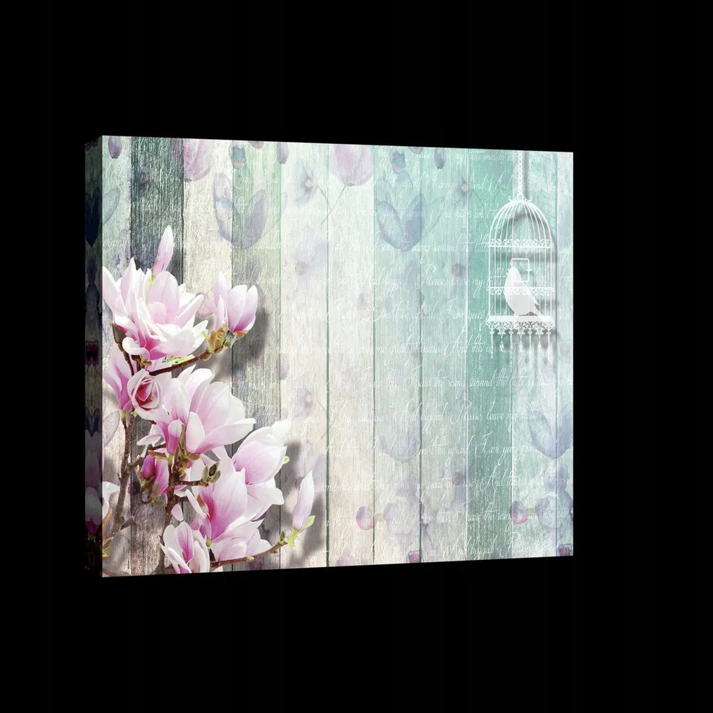 Vászonkép 80x60 Finomság romantika vintage magnólia virágok pasztell nyugalom