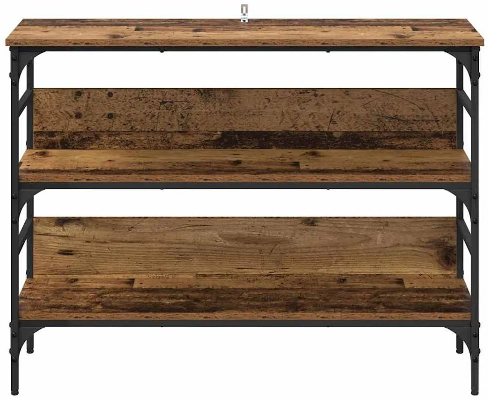 Konzolasztal polcokkal Régi fa 100 x 32 x 75 cm Faanyag