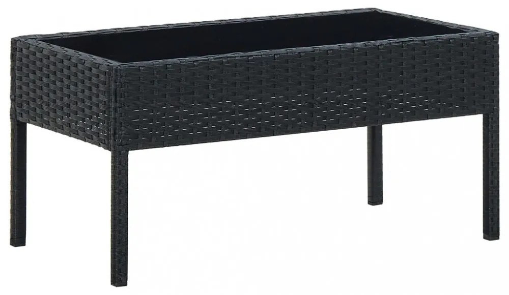 fekete polyrattan kerti asztal 75 x 40 x 37 cm