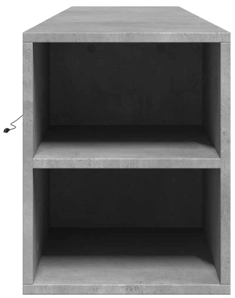 betonszürke fali TV-szekrény LED-del 180 x 31 x 39,5 cm