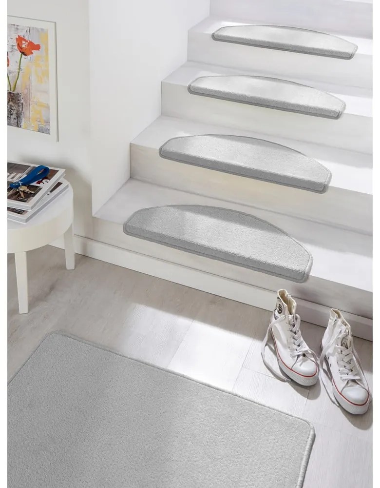 Szürke öntapadós lépcsőszőnyeg szett 15 db-os 23x65 cm Fancy – Hanse Home