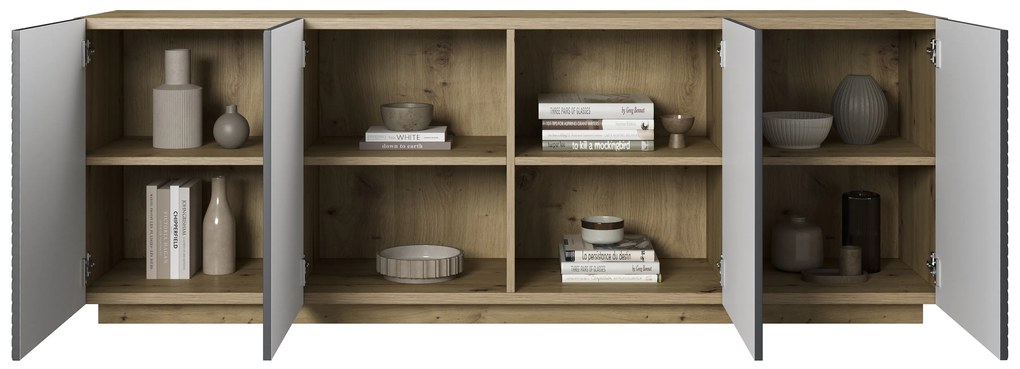 Asha komód 200 cm négyajtós - artisan / rivier stone matt