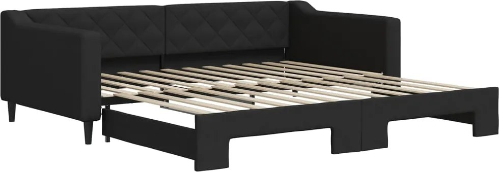 vidaXL fekete kihúzható szövet heverő 100 x 200 cm