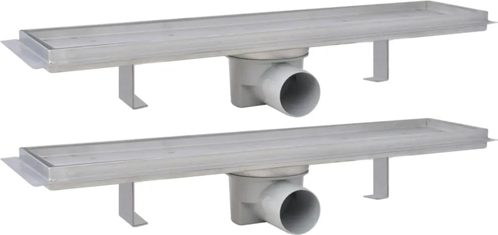 vidaXL 2db lineáris rozsdamentes acél zuhany lefolyó 530 x 140 mm