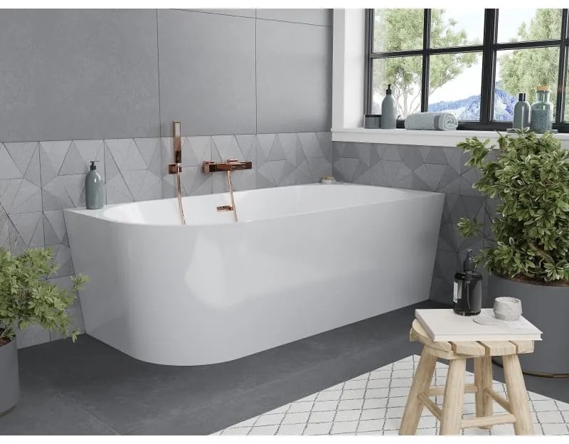 Mexen Mia, szabadon álló sarokkád, jobb, 170 x 80 cm, fehér, rózsaszín arany túlfolyó, 52691708000P-60