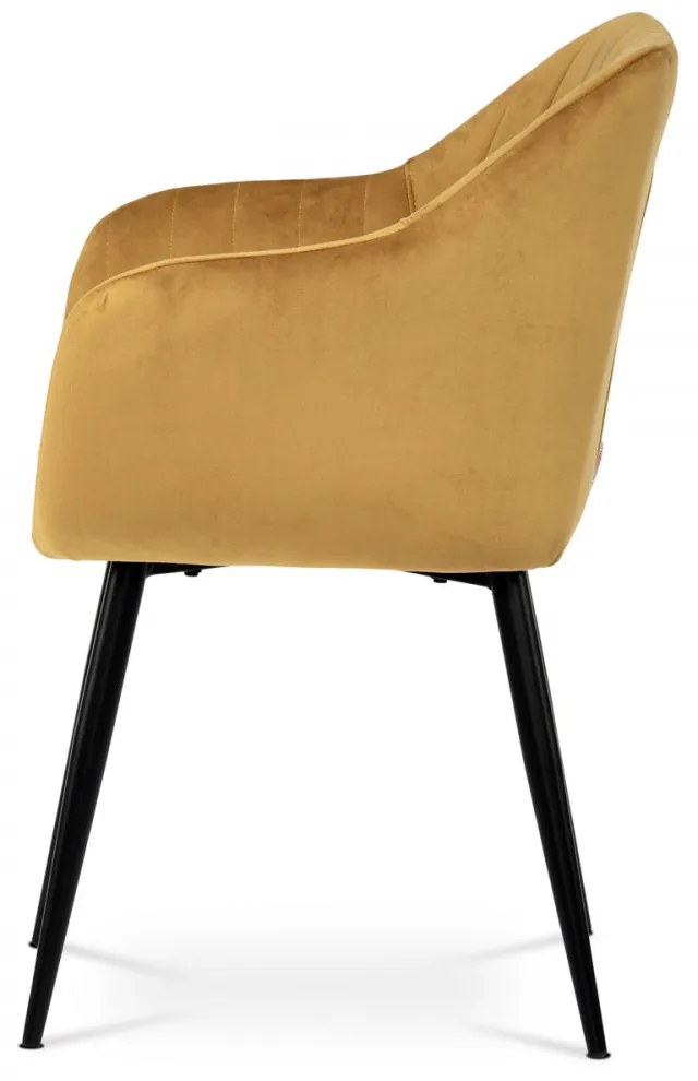 Fotoliu modern din catifea / Scaun de Culoare galbenă Picioare metalice Pika