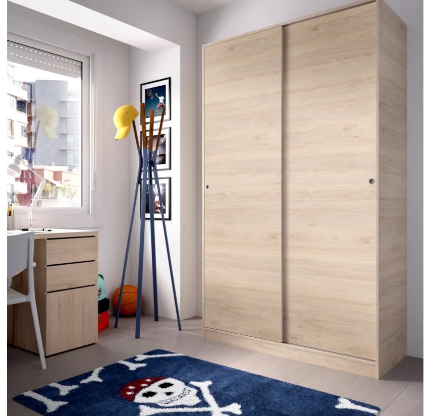 SLIDO 3 ruhásszekrény, 120x204x50, természetes