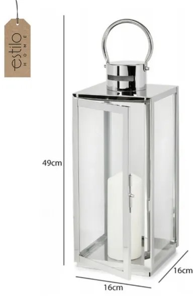 Dekoratív lámpás, 49 cm, fényes króm